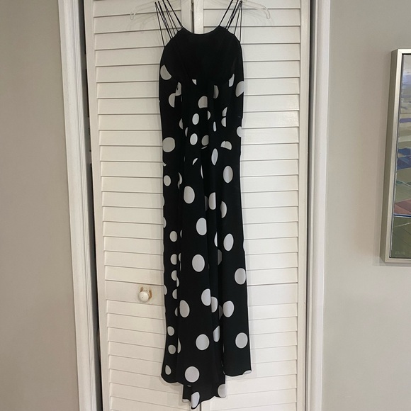 Karen Millen Black and White Polka Dot Midi Dress - Picture 4 of 5